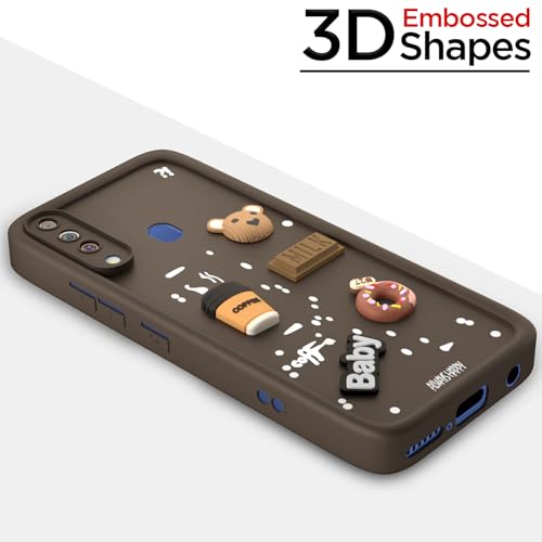 Image of Pikkme Back Cover for Samsung Galaxy M30 | 3D Bear Silicone Cute & Fun Coffee Cartoon | Full Body Protection Bumper Case (Brown)