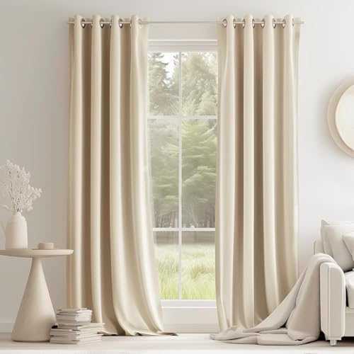 Topfinel Rideaux Occultant Beige 140x225 CM Lot de 2, Luxurious D...