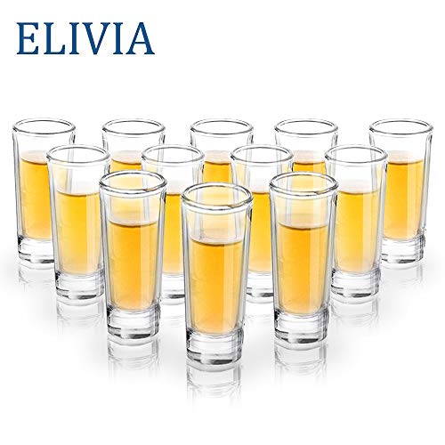 ELIVIA Shot Glass Set with Heavy Base, 2 oz Clear Glasses for Whiskey