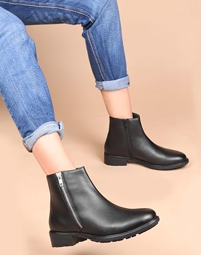 Image of CLOG LONDON Ankle Boots for Women With Side Zipper | Fashionable and Comfortable Boots for Casual and Office Wear