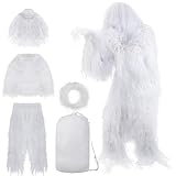 Attimal 5-in-1 Ghillie Suit for Hunting, Military & Outdoor Activities, Lightweight Snow Camouflage Ghillie Suit for Men & Kids, Adult & Youth Sizes
