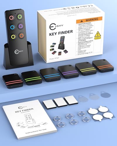 Esky Schlüsselfinder, Key Finder Schlüsselfinder Pfeifen mit 6 Empfängern Schlüsselpiepser Schlüsselsucher für Schlüssel, Brieftasche, Telefon und Haustier-Tracker Geschenke für Eltern
