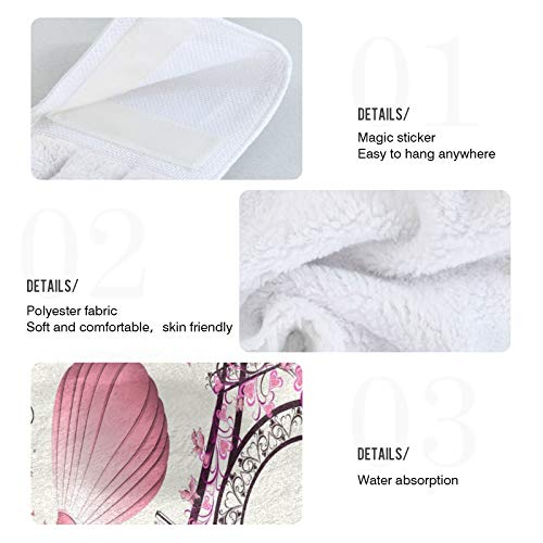 Staytop Beautiful Paris Eiffel Tower Bicycle Butterfly Hand Towels Set Of 2, Soft And Fast Absorbent Hanging Towels Or Magic Stickers With Hanging Loops For Kitchen, Bathroom 12X17In #TOP4