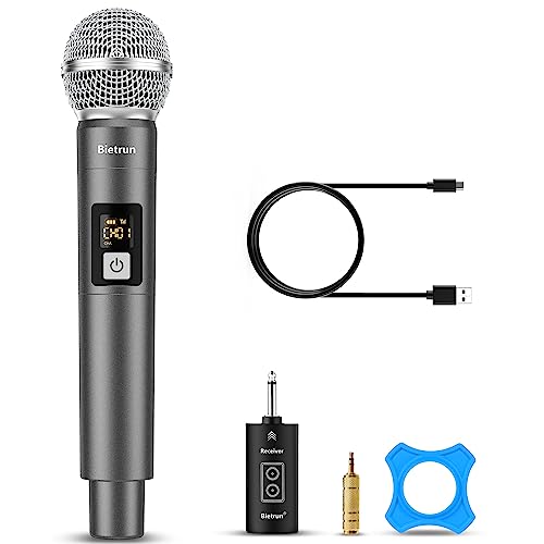 Wireless Microphone Singing Karaoke,Plug&Play Dual Cordless Dynamic Handheld Wireless Mic With Rechargeable Receiver For 1/4'',1/8'' Output, Microphone For Adult, Kids,Wedding,Party,Church,Uhf 98Ft #TOP6
