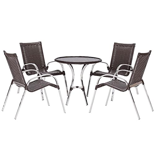 Mesa Com 4 Cadeiras Em Aluminio E Fibra (cadeiras Colombia E Mesa Toquio) Para Área Externa, Edícula
