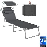 SONGMICS Tumbona Reclinable, 193 x 53 x 29 cm, Carga de 150 kg