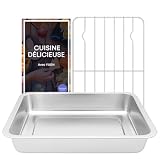 YUGN Plat à rôtir en inox avec grille 40 x 30 x 7 cm profond