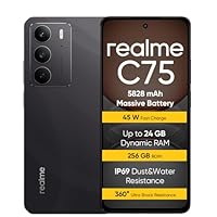 realme C75 Smartphone 8+256 GB, IP69,Batteria da 5828 mAh,Vetro ArmorShell&trade;2,Fotocamera super nitida da 50 MP,Ricarica rapida da 45W, Black(nessun adattatore)