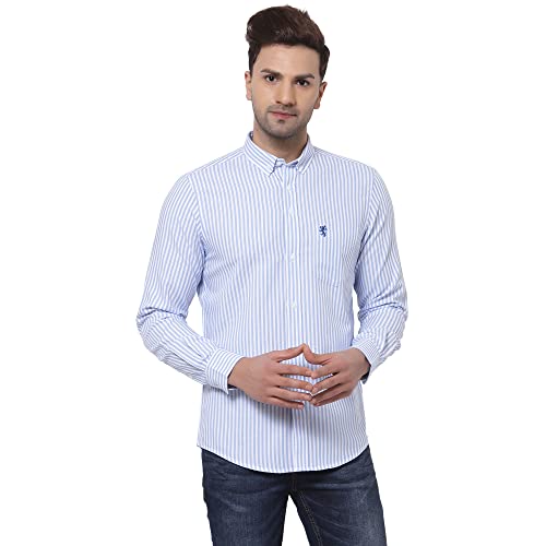 Image of Red Tape Men Sky Blue Striped Shirt