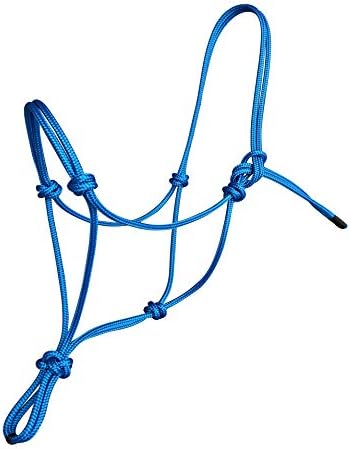 Horse Rope Halters - 11 Sizes - Miniature, Foal, Weanling, Pony, Cob/Arab, Horse, Warmblood, Draft & Custom (Small Pony/Weanling, Blue)