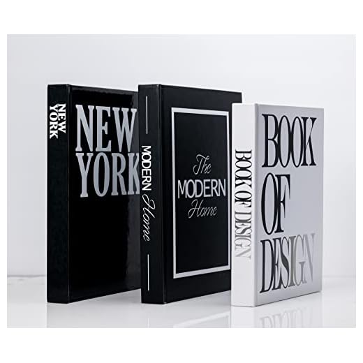 Fashion Decorative Real Books Premium XL Sized Set of 3 Hardcover Books - Modern with Blank Pages, Designer Book Stack for Living Room Decor, Display for Coffee Tables/Shelves New York/Black/White