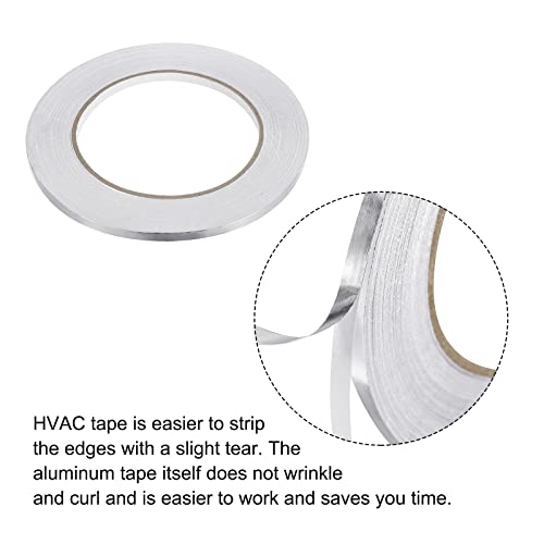QUARKZMAN 2 Rollen Aluminium Klebeband 5mm x 45m Hitzebeständiges Klebeband (1,96 mil) Aluminium Folienband für HVAC Reparieren von Metalloberflächen Silber