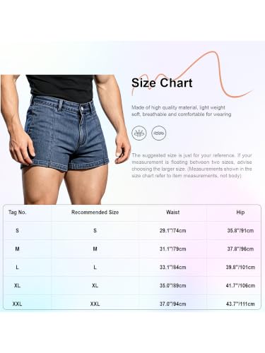 Short en jean pour hommes découpés avec finitions mini denim - 7
