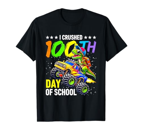 Aplasté 100 días de escuela: Dinosaur Monster Truck Boys Camiseta