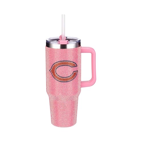 Image of The Memory Company Officially Licensed 40oz Pink Bling Game Day Tumbler, Chicago Bears