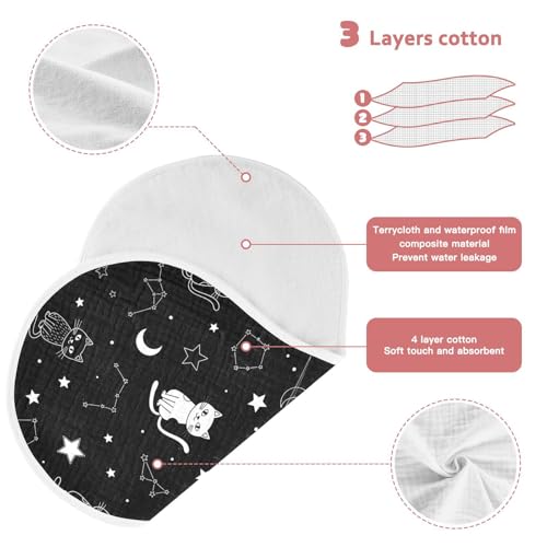 J JOYSAY Galaxy Cats Black Baby Burp Cloths for Boys Girls Large 22''x11'' Cotton 4 Layer Milk Spit Up Rags for Infant Newborn one sizex43