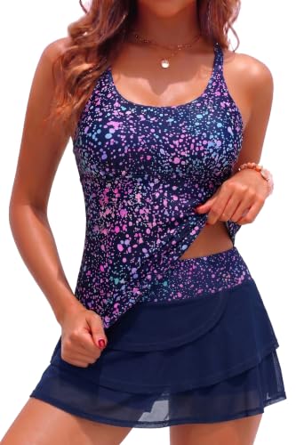 Image of Womens Tankini Swimsuits Two Piece Strappy Back Swimsuits Boy Shorts