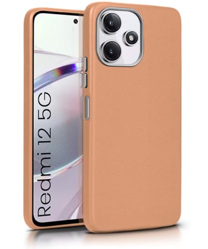 Image of WOW IMAGINE Back Cover for Mi Redmi 12 5G | Redmi 12 4G | Poco M6 Pro 5G | Ultra Slim Flexible Non-Slip Grip | Inner Fabric | Metal Camera Ring & Lightweight Soft Silicone Mobile Case - Tan Brown
