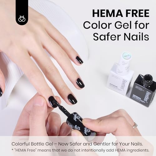 Image of Beetles Black and White Gel Polish, 2 Pcs 15ml, HEMA-Free French Nails | Two 15ml HEMA-free gel colors cover black and white French tips, nail art, and salon-style DIY manicures.