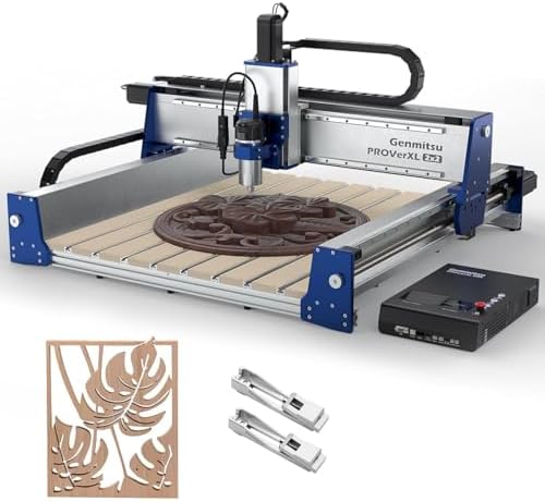 PROVerXL 2X2 CNC Router Machine, 2' x 2' CNC Machine with 710W Spindle, Closed-loop Stepper Motor + 2PCS Upgrade CNC Router Vise Clamp for Large Woodworking & Metalworking Project