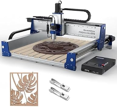 Genmitsu PROVerXL 2X2 CNC Router Machine, 2 x 2 CNC Machine with 710W Spindle, Closed-loop Stepper Motor + 2PCS Upgrade CNC Router Vise Clamp for Large Woodworking & Metalworking Project