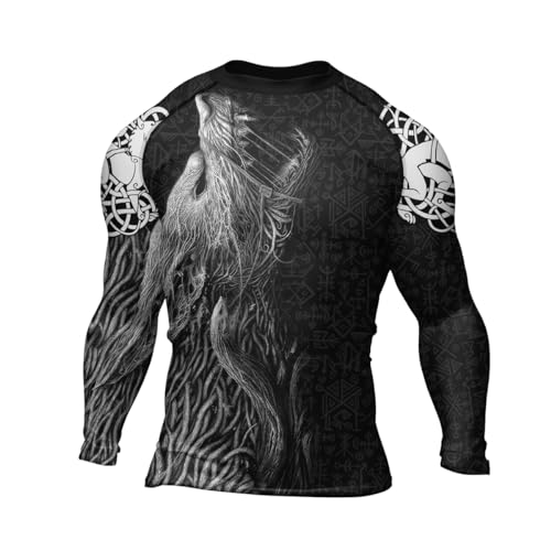 Viking Men's Long Sleeve Rash Guard Baselayer Compression Shirt for MMA BJJ Jiu Jitsu Wrestling Grappling2