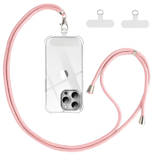 Vauki Cordon Tour de Cou Universelle Téléphone avec 2 Patchs, Lanière en Corde Portable Collier de Longe Nylon, Réglable Amovible Collier compatibles avec...