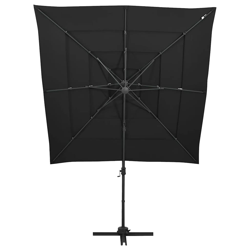 4-poziomowy parasol ogrodowy, czarny aluminium 250x250 cm