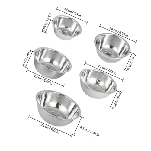 Set de 5 tazones de acero inoxidable para mezclar miniatura 2