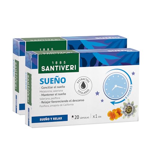 SANTIVERI – Sueño cápsulas con melatonina, grifonia, amapola de california, valeriana y pasiflora - 20 cápsulas