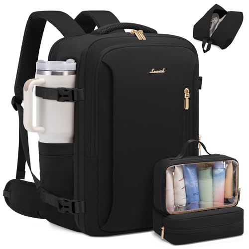 LOVEVOOK Travel Backpack For Women & Men with Waist Strap,40L Waterproof Carry On Backpack Luggage Travel Essentials Flight Approved,TSA Personal ltem Travel Bag Weekender Daypack with 3 Packing Cubes