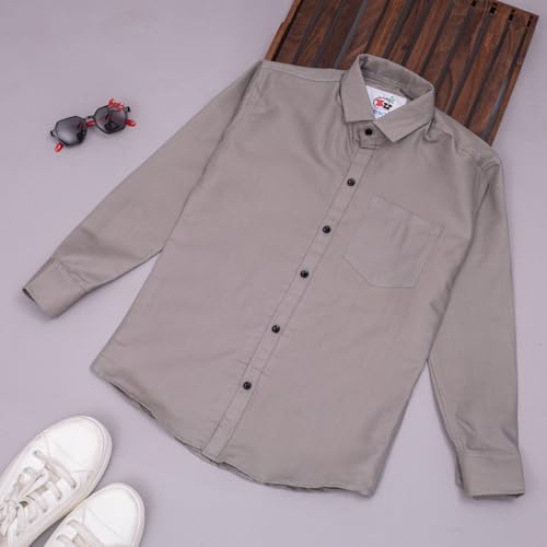 Image of Vikita Enterprise Kid Boy's Cotton Solid Shirt with Spread Collar Neck Full Sleeves Button Closure Curved Length and One Pocket | Shirt For Kids Boys