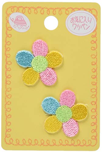 KIYOHARA お気に入り ミニワッペン カラフルフラワー 約幅2.3cm×縦2.3cm 2枚入り MOW224