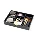 CAXXA 3 Slot Drawer Organizer with 4 Adjustable Dividers - Junk Drawer Storage for Office Desk Supplies and Accessories, Black (1 Pack)