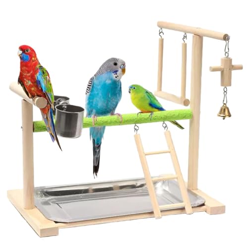 Image of Bird Playground,Equipped with Detachable Tray and Feeding Cup,Parakeet Playground,Great Friction for The Health of Birds,Bird Perch Stand