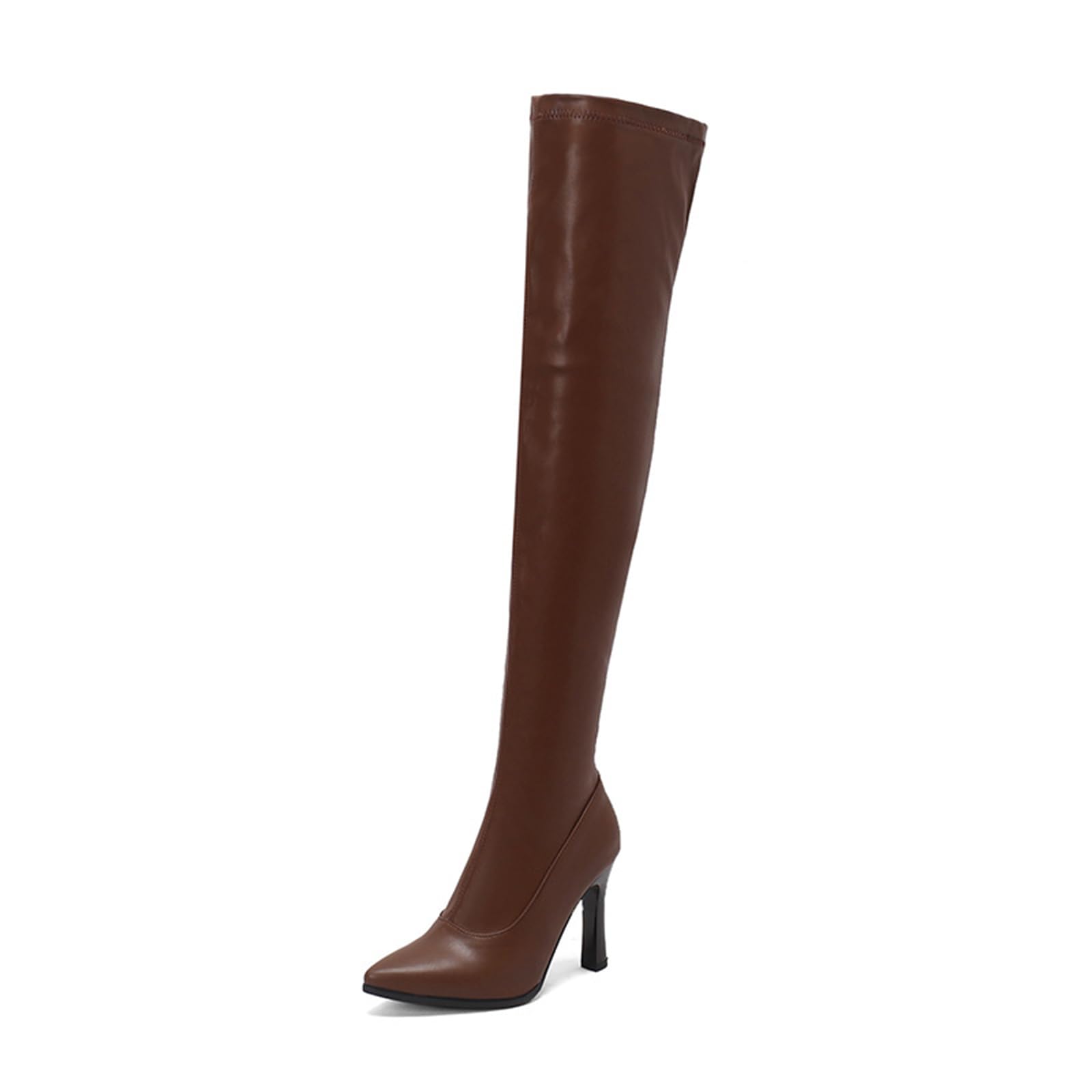 10CM/3.93IN PU Coscia Stivali Alti Donna Punta Lato Cerniera alla Moda Comodo Tacco a Spillo Sexy sopra Gli Stivali al Ginocchio