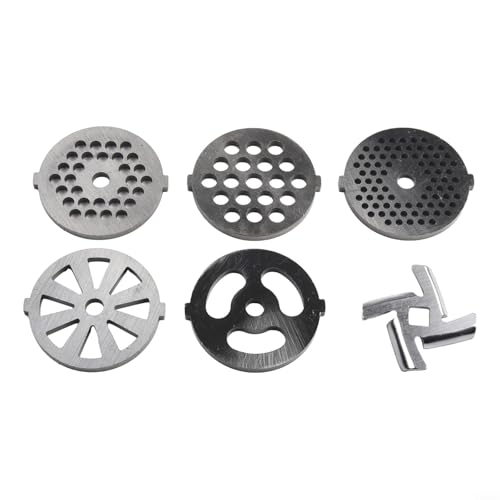 Meat Grinder Plates Accessories 6 Pieces Set 55mm Stainless Steel Mincer Discs Blades for Stand Mixer Food Processor Sausage Making Home Kitchen Tools