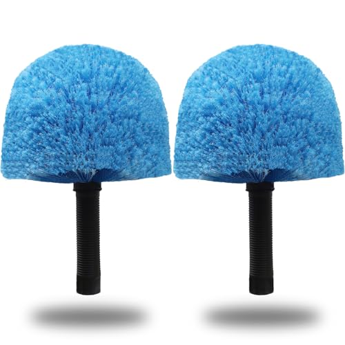 2 Pack Robust Cobweb Duster Head Brush Superior Twist-On Web Cleaning Tool Spider Web Remover Brush Compatible with Standard 3/4 Inch Threaded Poles for Outdoor & Indoor Use Head Only (Blue)