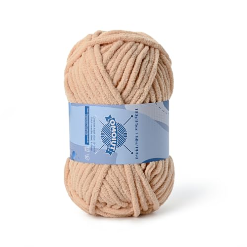 Image of Chunky Chenille Yarn for Crocheting, Baby Yarn for Crocheting Soft Blankets, Bulky Yarns for Crochet Amigurumi, 100g (74.3yds) Fluffy Velvet Yarns for Hand Knitting (Apricot)