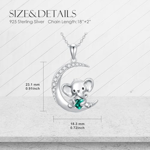 Image of PROESS Animal Birthstone Necklace 925 Sterling Silver Otter /Axolotl /Hippo /Elephant /Dachshund /Monkey /Red Panda Pendant Necklace Animal Birthstone Jewelry Gifts for Women