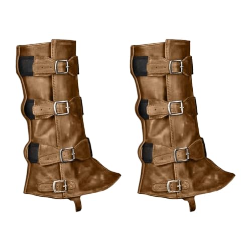 Couvre-bottes pirate médiéval steampunk en cuir | Jambières réglables adulte pour costume