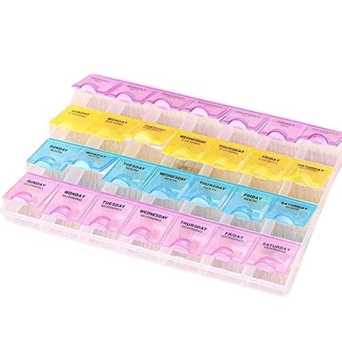 Pill Medicine Organizer Reminder Storage Box for 28 Days / 4 Weeks | Portable Daily Tablet & Capsule Organizer Case | Plastic Medicine Storage Container (P of 1)-image-15