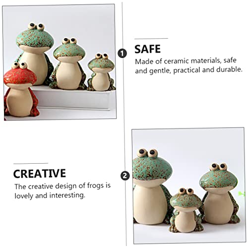 Cabilock 1 Set/3Pcs Frog Decorative Ornaments Yoga Decor Terrarium Decor Outdoor Statues Garden Sculpture Garden Animal Ornament Ceramic Sculptures Frog Decor Desktop Ceramic Frogs Lawn Car #TOP2