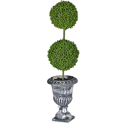 A&B 29572-BLAC-AB D4x15.5 H Two-TierRound Faux Topiary-Black Pot