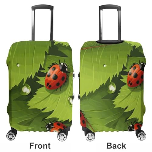 Leaves And Ladybugs Travel Luggage Cover Anti-scratch Suitcase Cover Elastic Suitcase Protective Cover Fits 19-32 Inch Luggage XL3