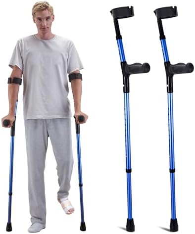 VEVOR 2PCS Forearm Crutches, 11 Level Adjustable Height Walking Crutches, 4 Levels Adjustable Upper Handle Aluminum for Medical Support, Adults, Surgery Leg Injury