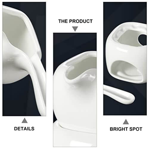 Luxshiny Ceramic Chocolate Melting Pot for Fondue and Dessert Making Kitchen Cookware with Stand for Candy Melting and Baking for Baking Enthusiasts
