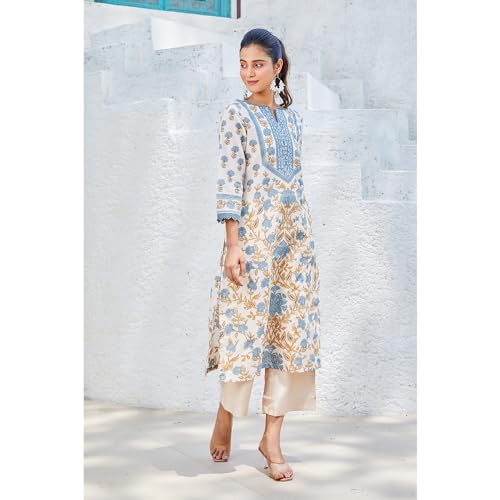 Image of BIBA Floral Women Cotton Straight Printed Kurta