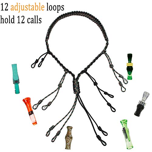 PETIT MANON Duck Call Lanyard - Hunting Decoy Rope with Adjustable Hand Braider Loops, 550LB Paracord Goose Dog Calls for Predator Whistle Hunter Game(Black)