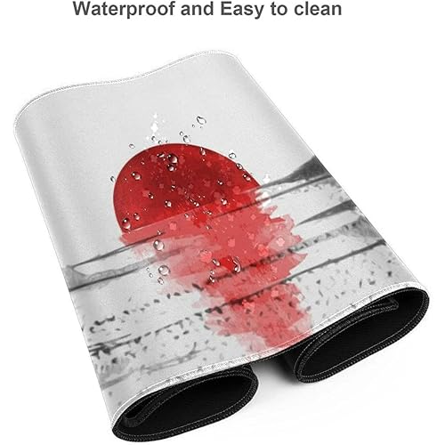 Image of Printed Gaming Mousepad - Premium Stitched Edges, Smooth Surface,Size 11x23 inches, Non-Slip Rubber Base - Ideal for Office & Gaming Setup (red Sun)